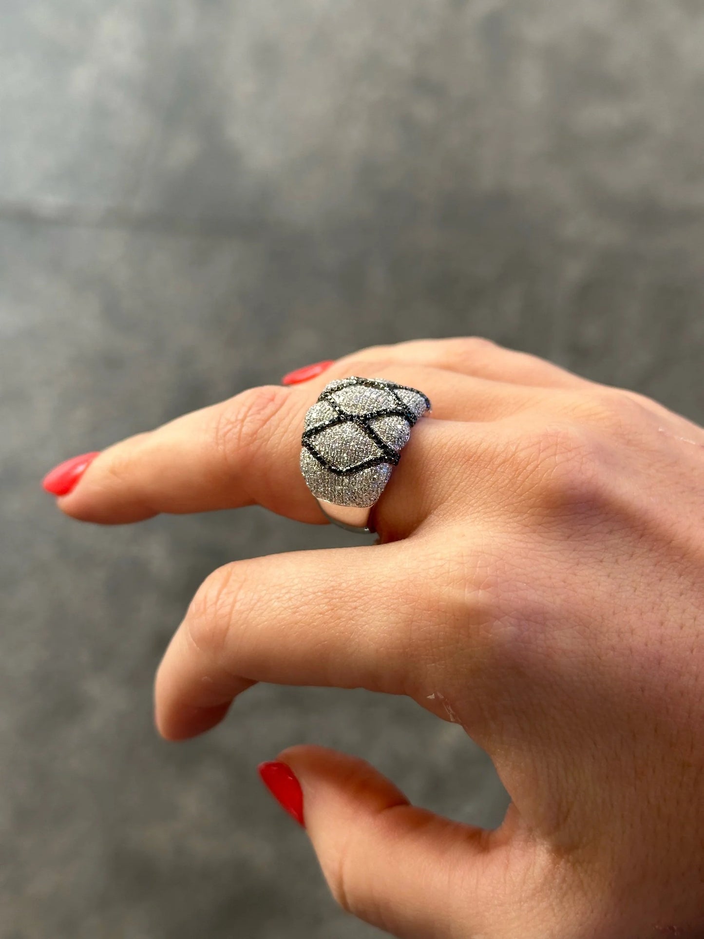 Ladies Wide Micro Pave Set Cocktail Round Diamond Ring