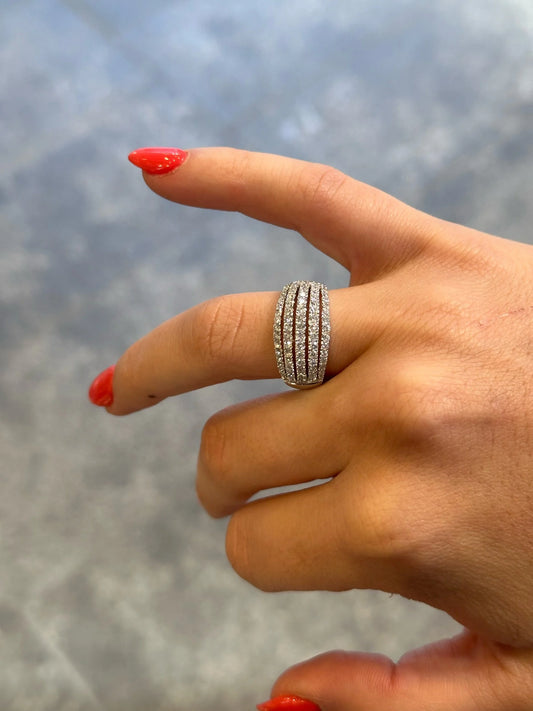 Ladies Five Row Round Diamond Ring