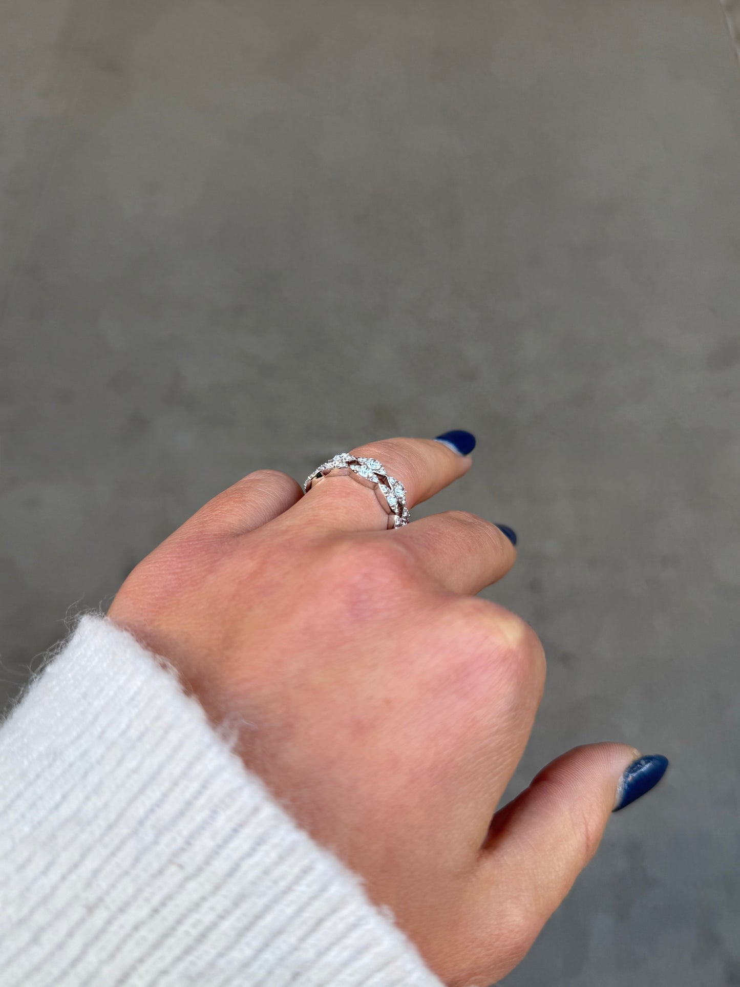 Ladies Double Row Marquise Pave Set Ring