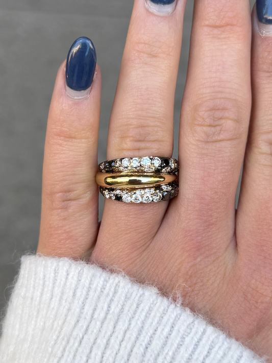 Ladies Multi-Row Wide Dark Color Diamond Ring