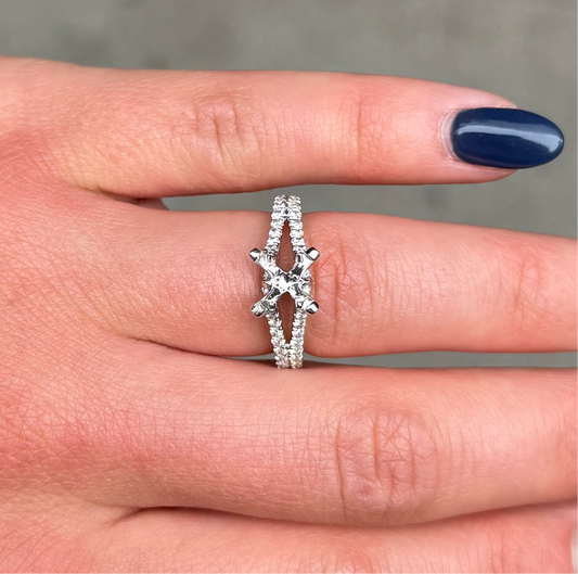 Ladies Split Cathedral Engagement Ring
