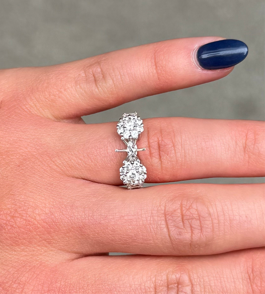 Ladies 2 Round Diamond Cluster Engagement Ring