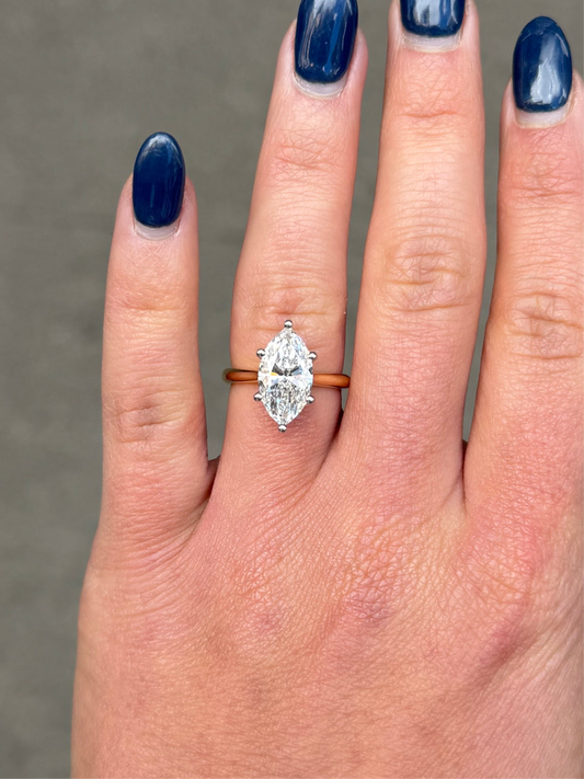 Ladies Lab Grown Marquise Under Halo Engagement Ring