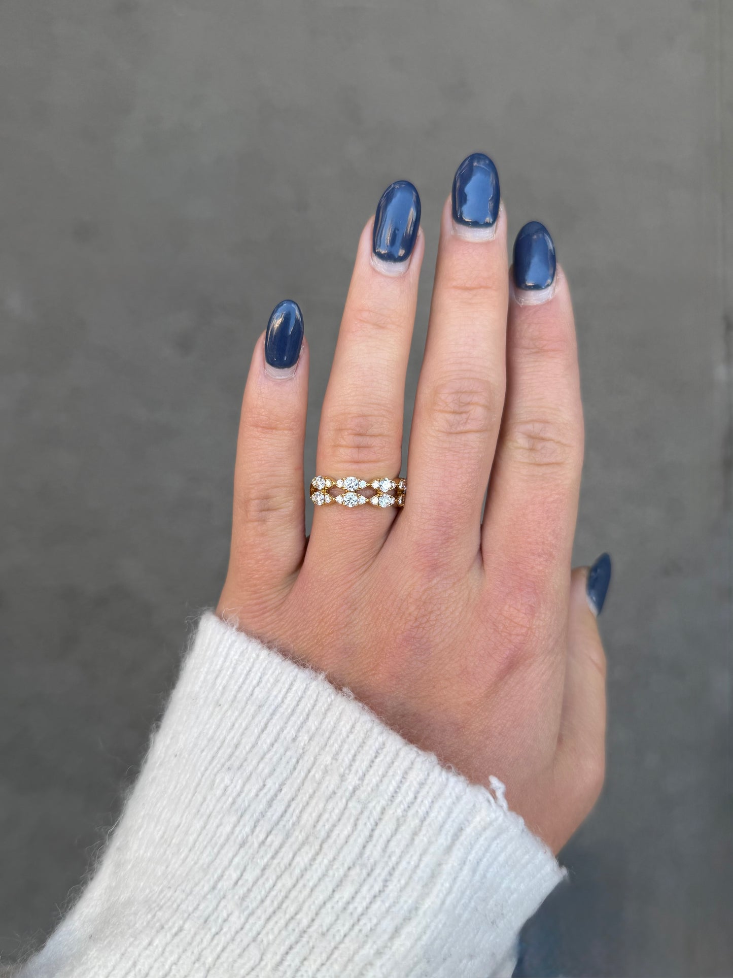 Ladies Double Row Marquise Pave Set Ring