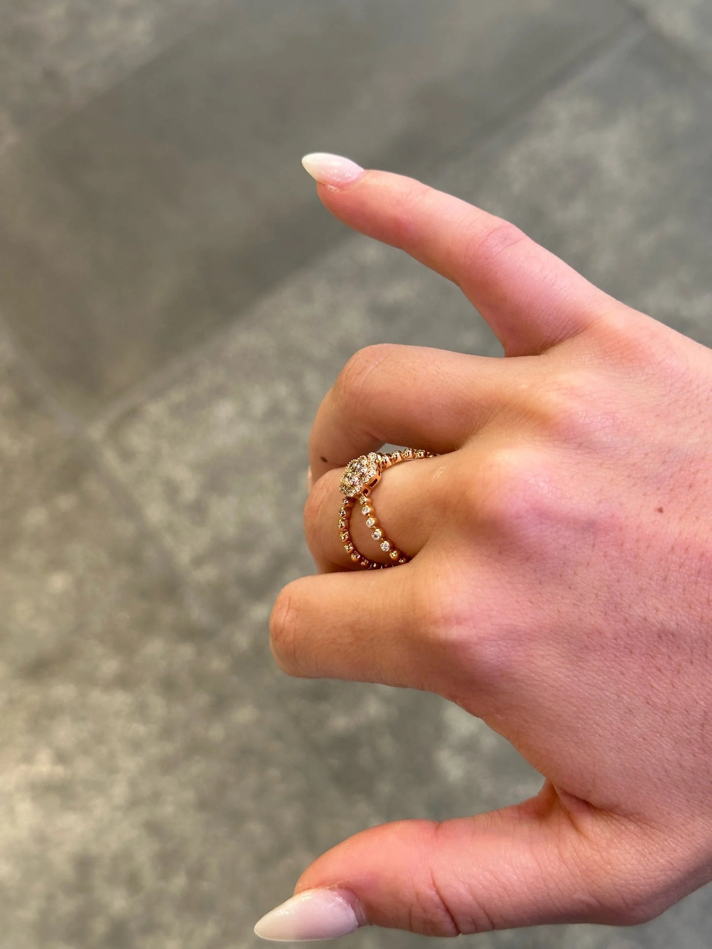 Ladies Flower Open Design Round Diamond Ring