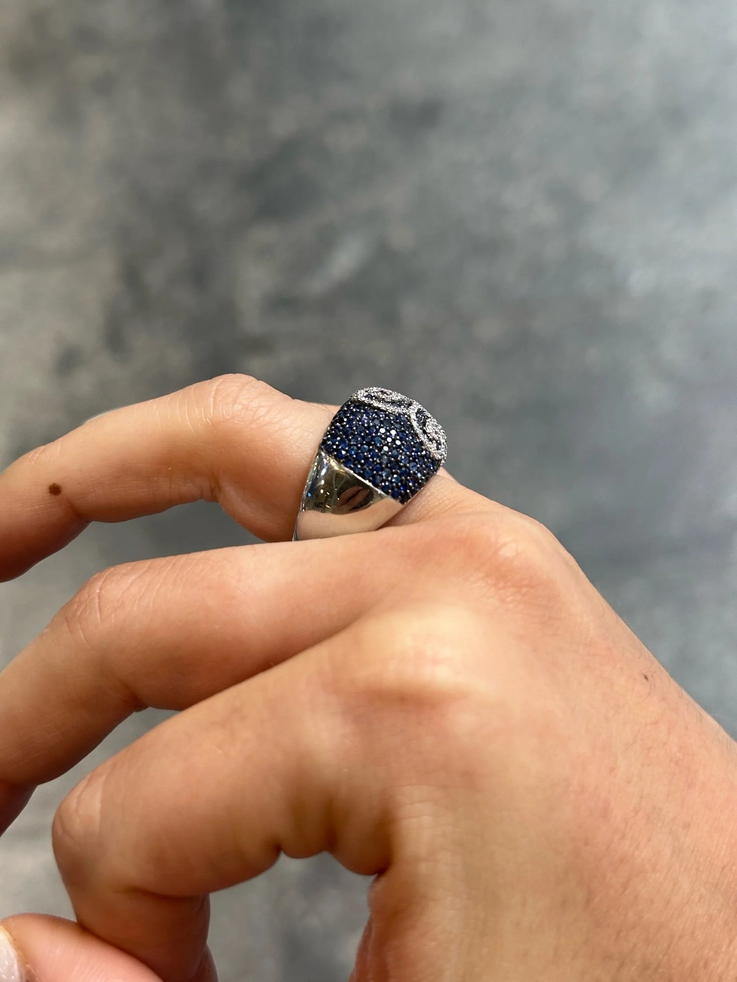 Ladies Pave Set Sapphire and Round Diamond Ring