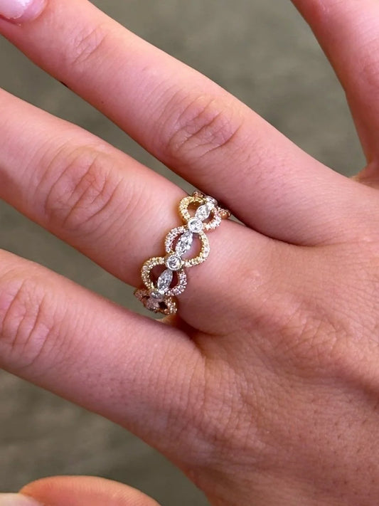 Ladies Three Tone Fancy Round Diamond Ring