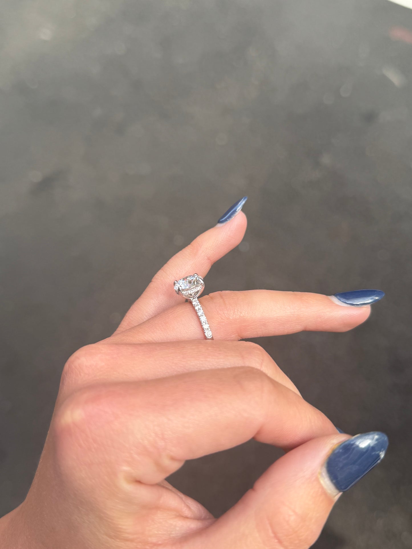 Ladies Lab Grown Round Center Under Halo Engagement Ring