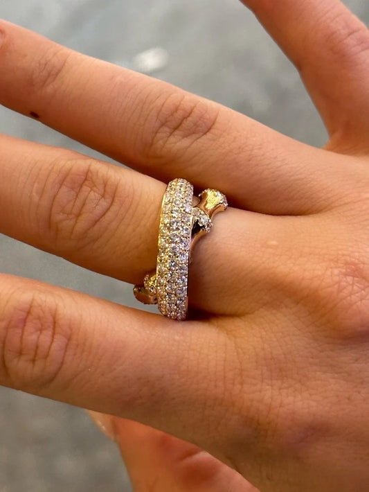 Ladies Pave Set Overlapping Ring