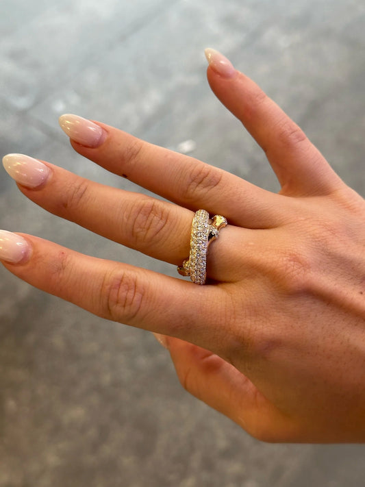 Ladies Pave Set Overlapping Ring