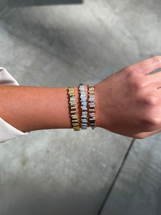 Ladies Rectangle Pave Set Diamond Bangle