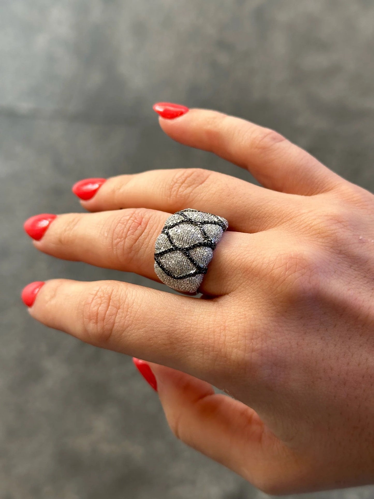 Ladies Wide Micro Pave Set Cocktail Round Diamond Ring