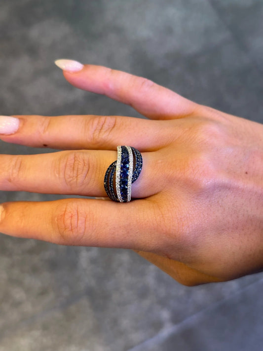 Ladies Sapphire and Round Diamond Fancy Ring