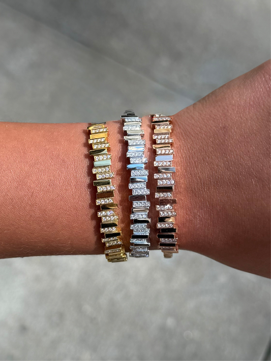 Ladies Rectangle Pave Set Diamond Bangle