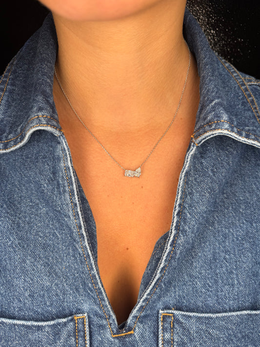 Ladies Lab Grown Radiant and Pear Diamond Necklace