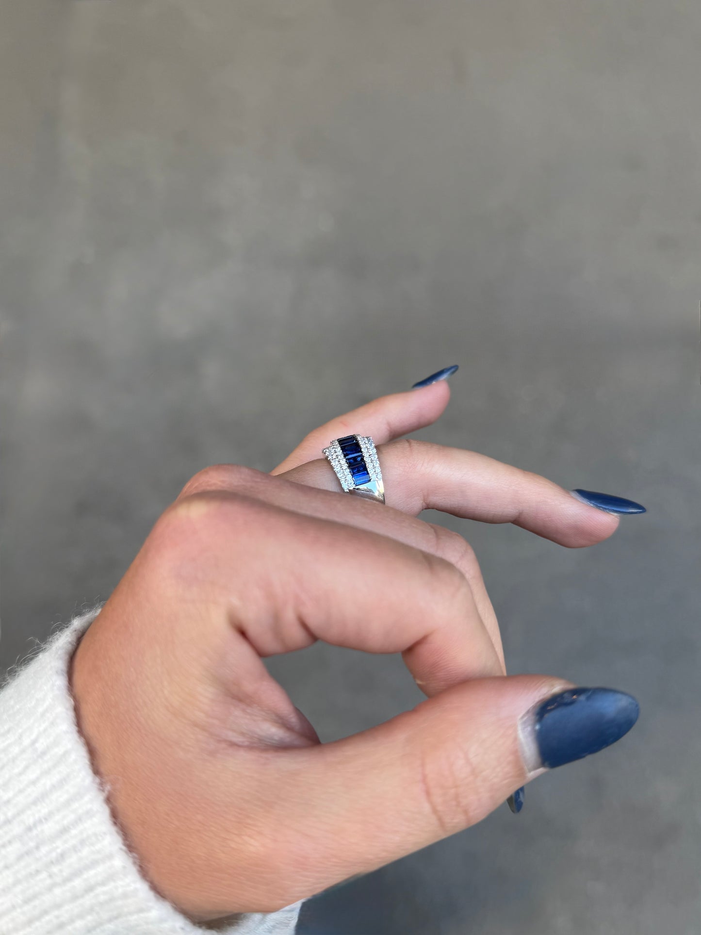 Ladies Wide Fancy Sapphire and Diamond Cocktail Ring