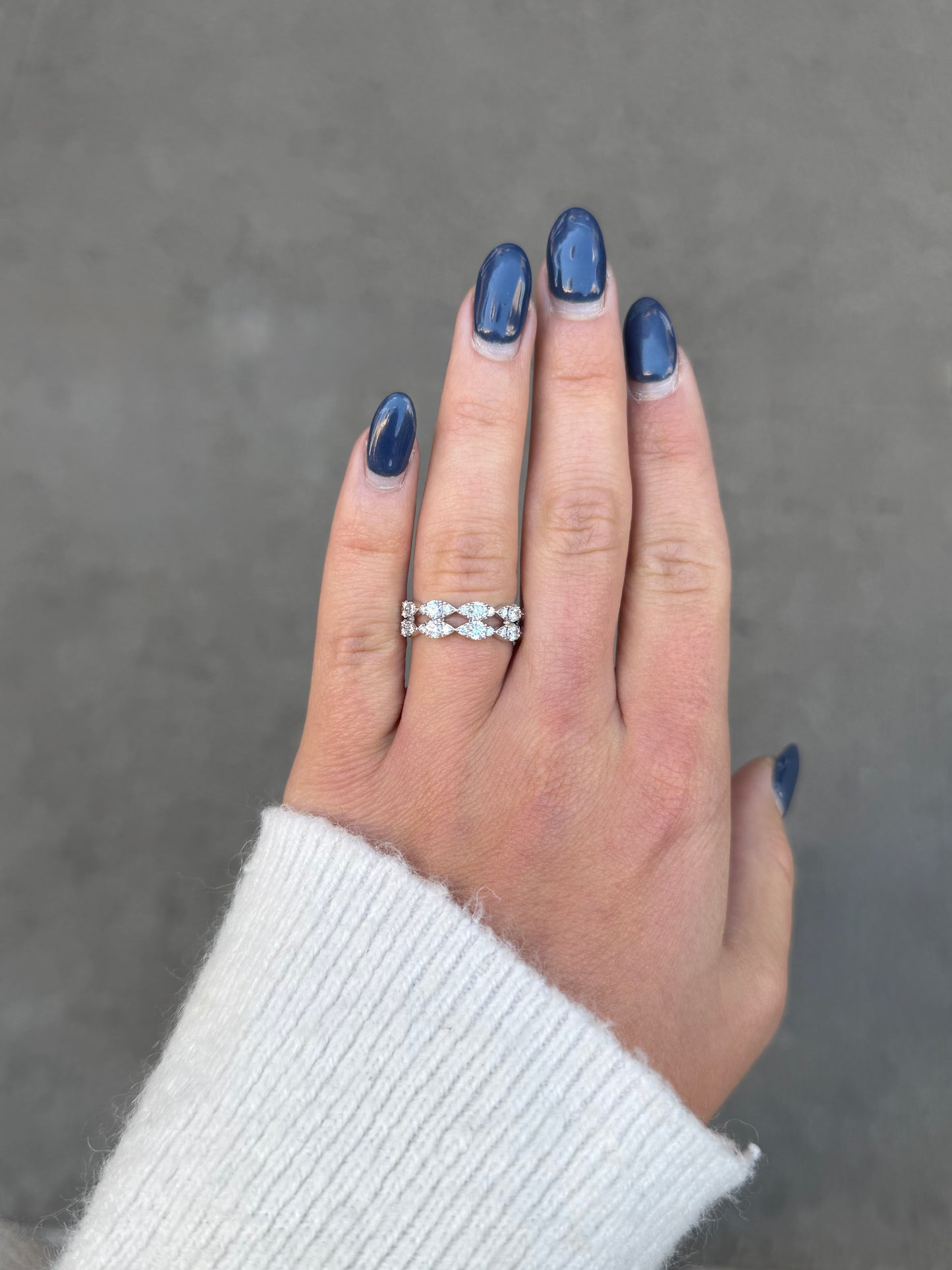 Ladies Double Row Marquise Pave Set Ring