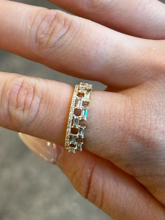 Ladies Baguette and Round Diamond Ring