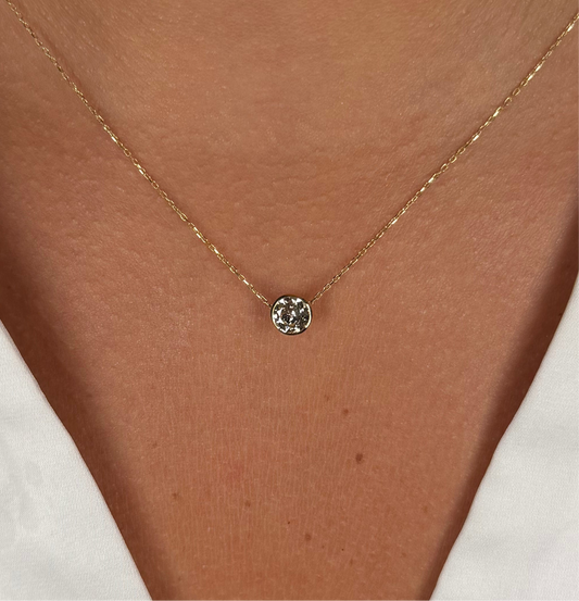 Ladies Bezel Set Round Cut Necklace