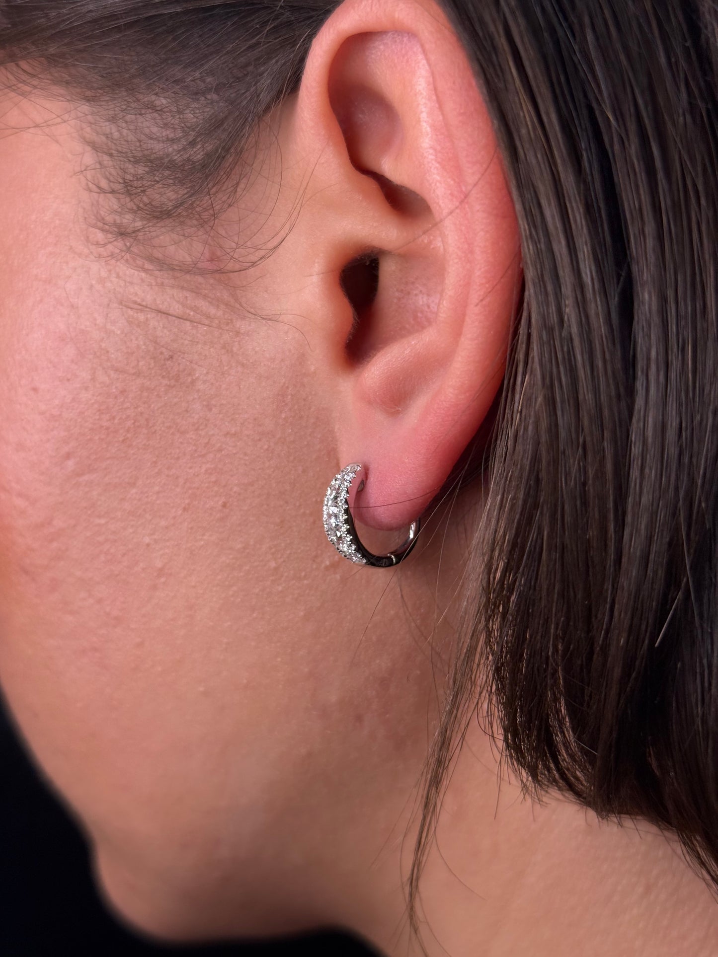 Ladies Big and Small Round Diamond Huggie