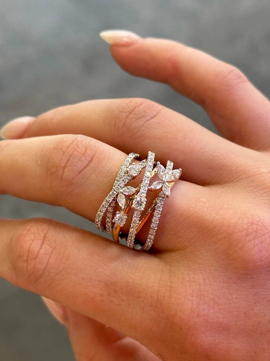 Ladies Multi-Row Intertwined Fancy Ring