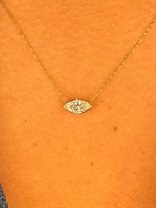 Ladies Marquise Bezel Set Diamond Necklace