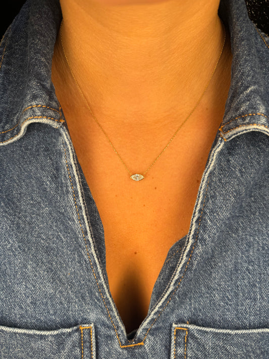 Ladies Marquise Bezel Set Diamond Necklace