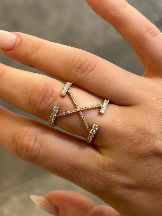 Ladies “X” Round Diamond Ring