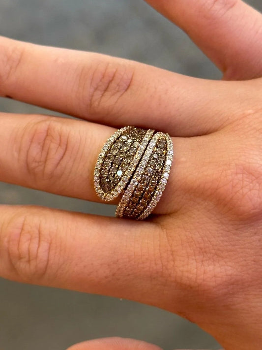 Ladies Fancy Pave Set Champagne Diamond Ring