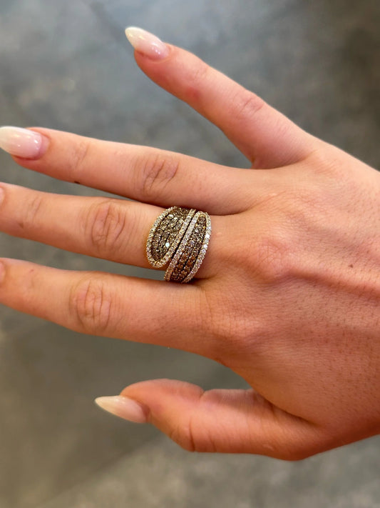 Ladies Fancy Pave Set Champagne Diamond Ring