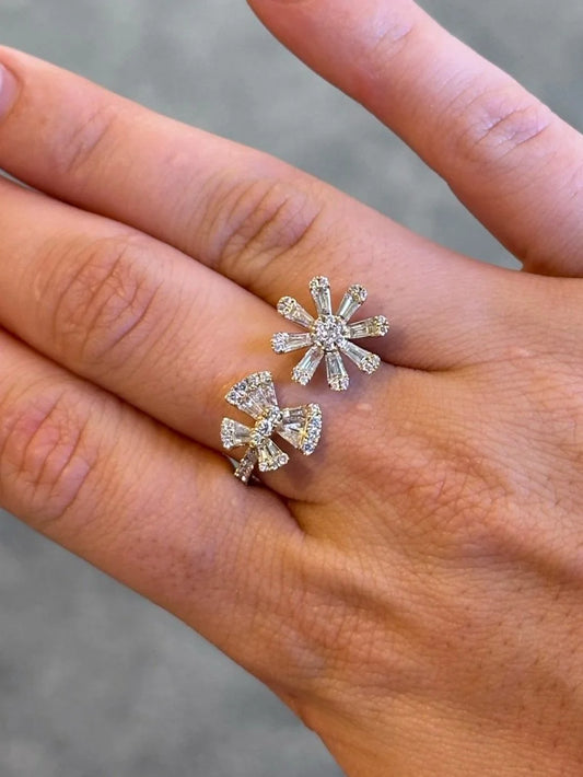 Ladies Flower and Butterfly Diamond Ring