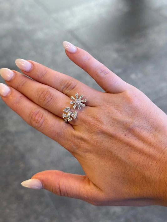 Ladies Flower and Butterfly Diamond Ring