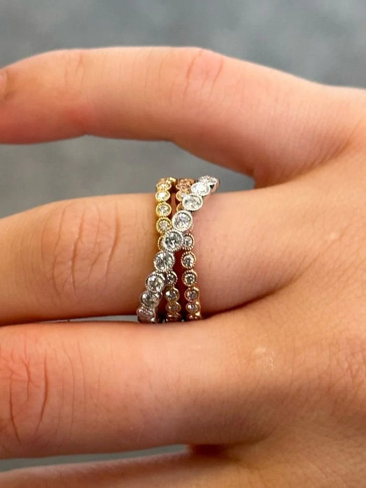 Ladies Three Tone Overlapping Round Diamond Ring