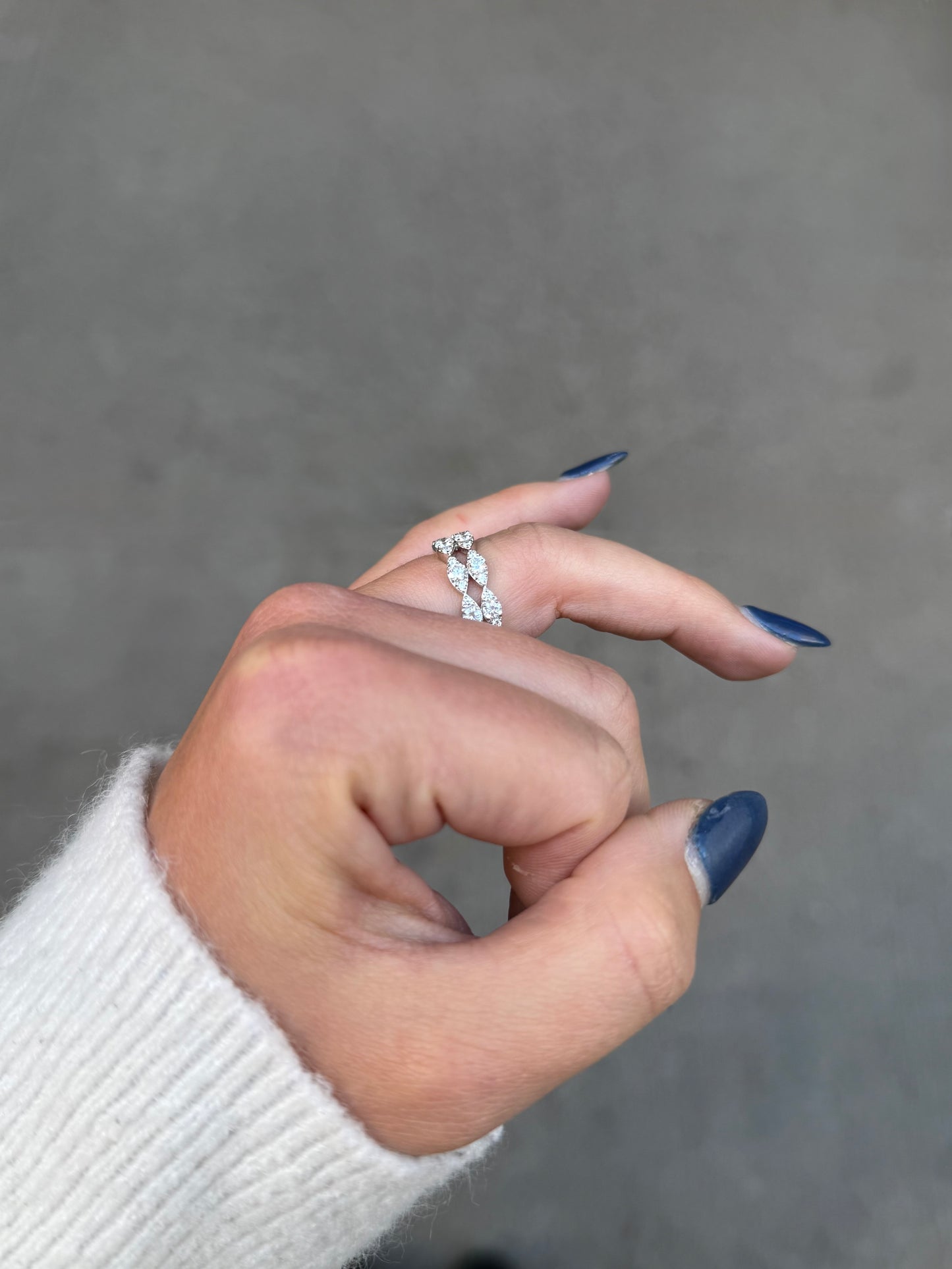Ladies Double Row Marquise Pave Set Ring