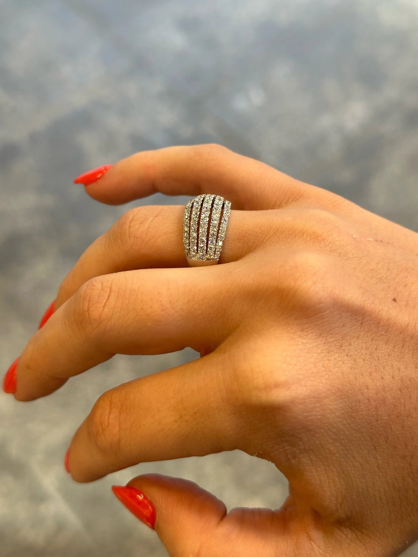 Ladies Five Row Round Diamond Ring