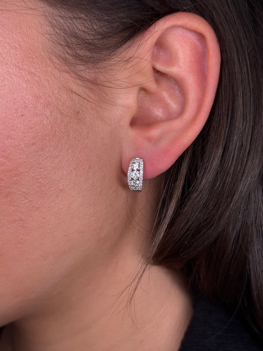 Ladies Big and Small Round Diamond Huggie