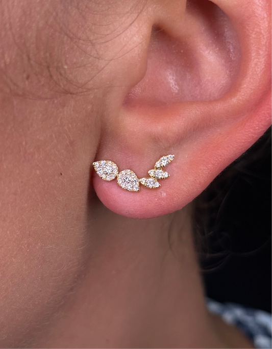 Ladies Pear Marquise Cluster Climber Earring