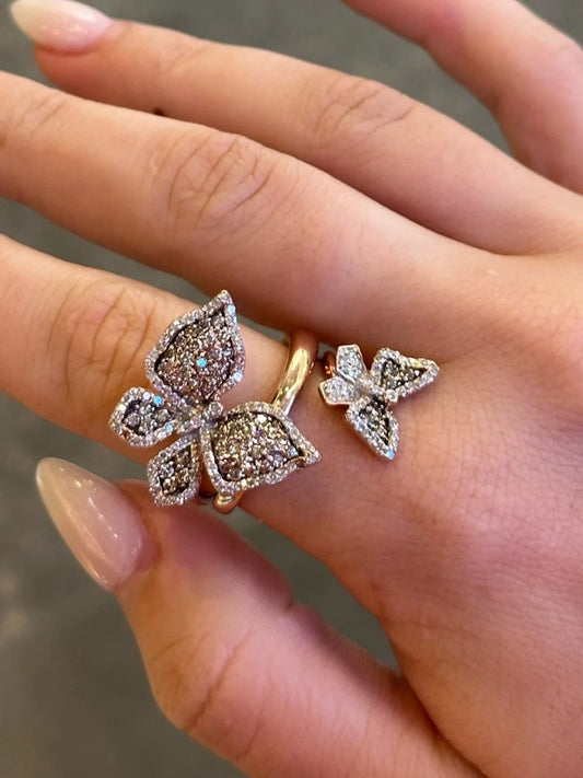 Ladies Butterfly Round Diamond Ring