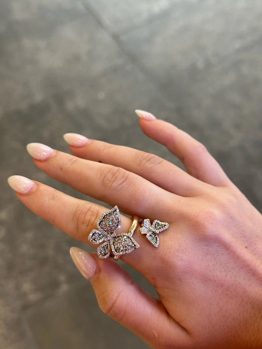 Ladies Butterfly Round Diamond Ring