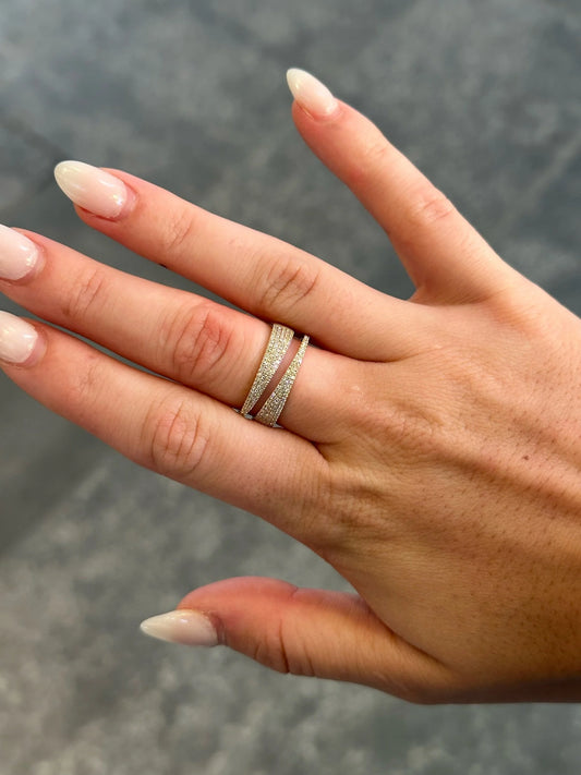 Ladies Pave Set Split Round Diamond Ring