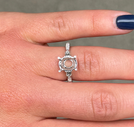 Ladies Vintage Baguette and Round Diamond Engagement Ring