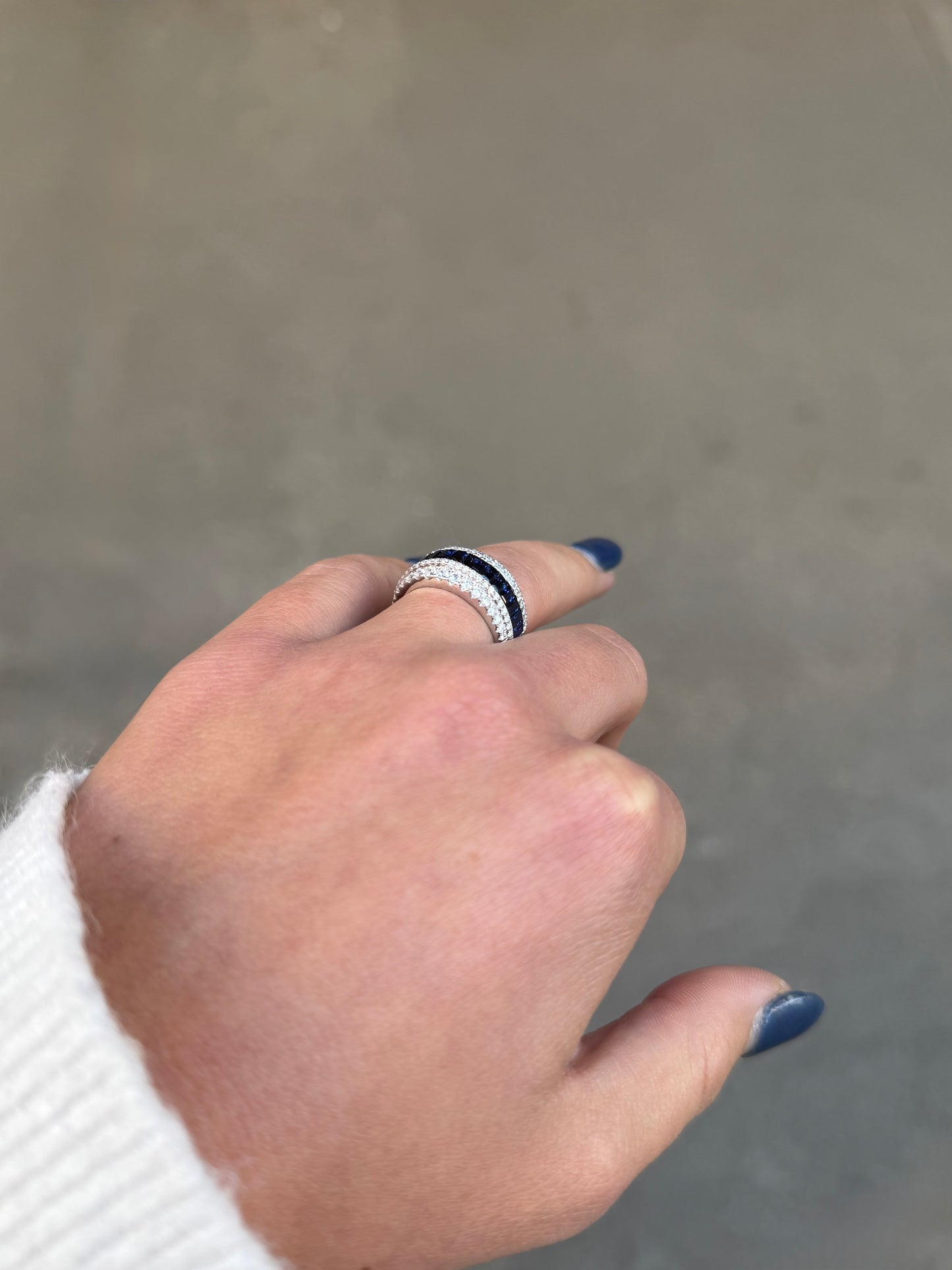 Ladies Wide Fancy Sapphire and Diamond Cocktail Ring