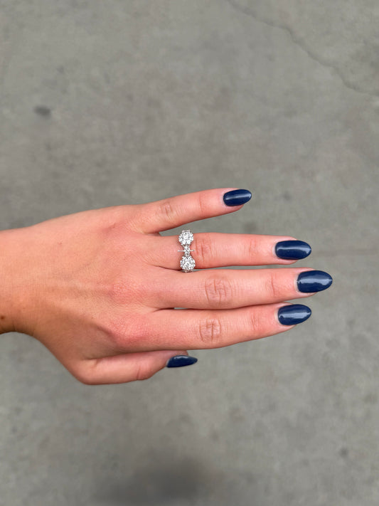 Ladies 2 Round Diamond Cluster Engagement Ring