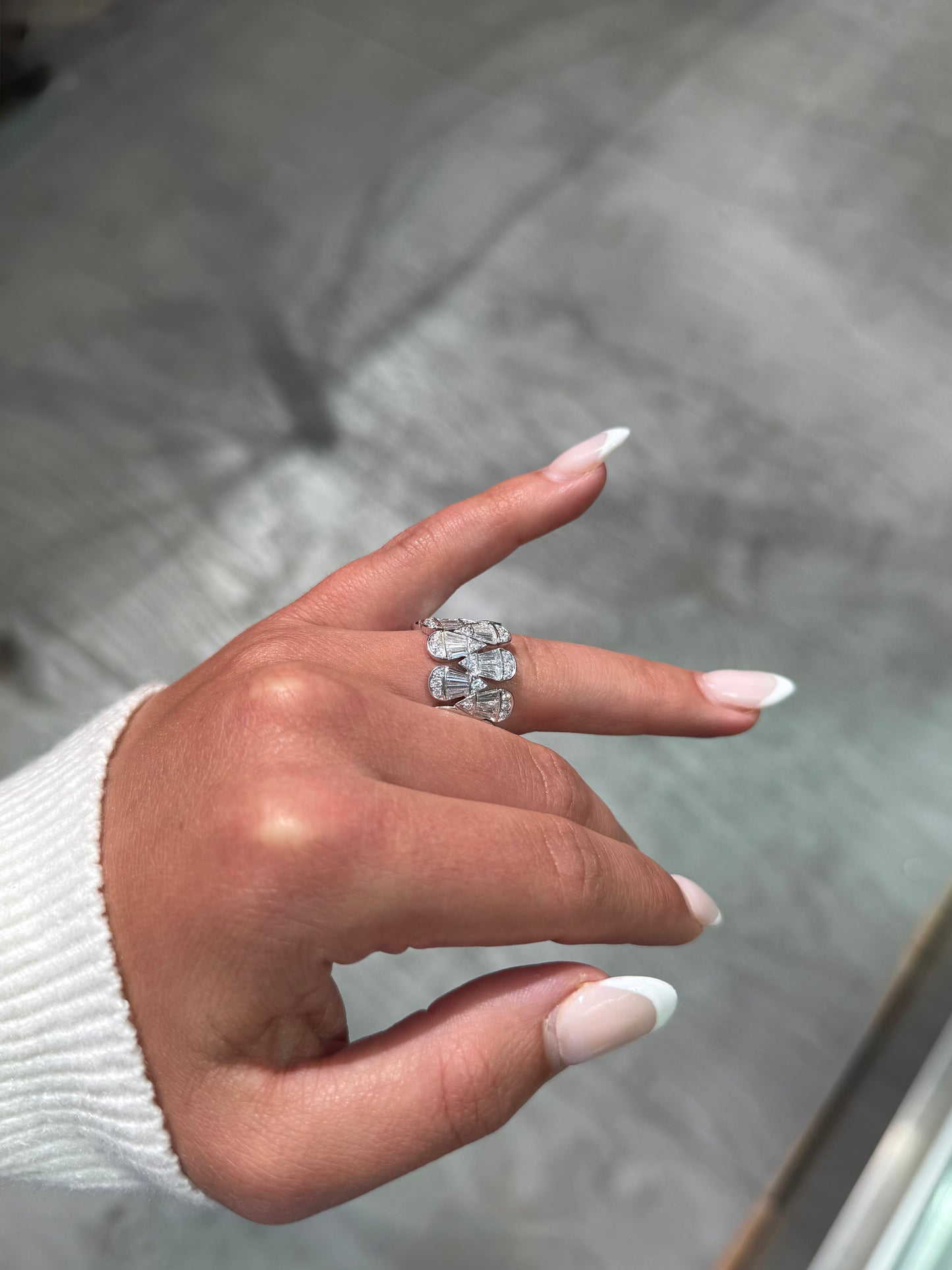 Ladies Wide Pear-Shape Cluster Ring