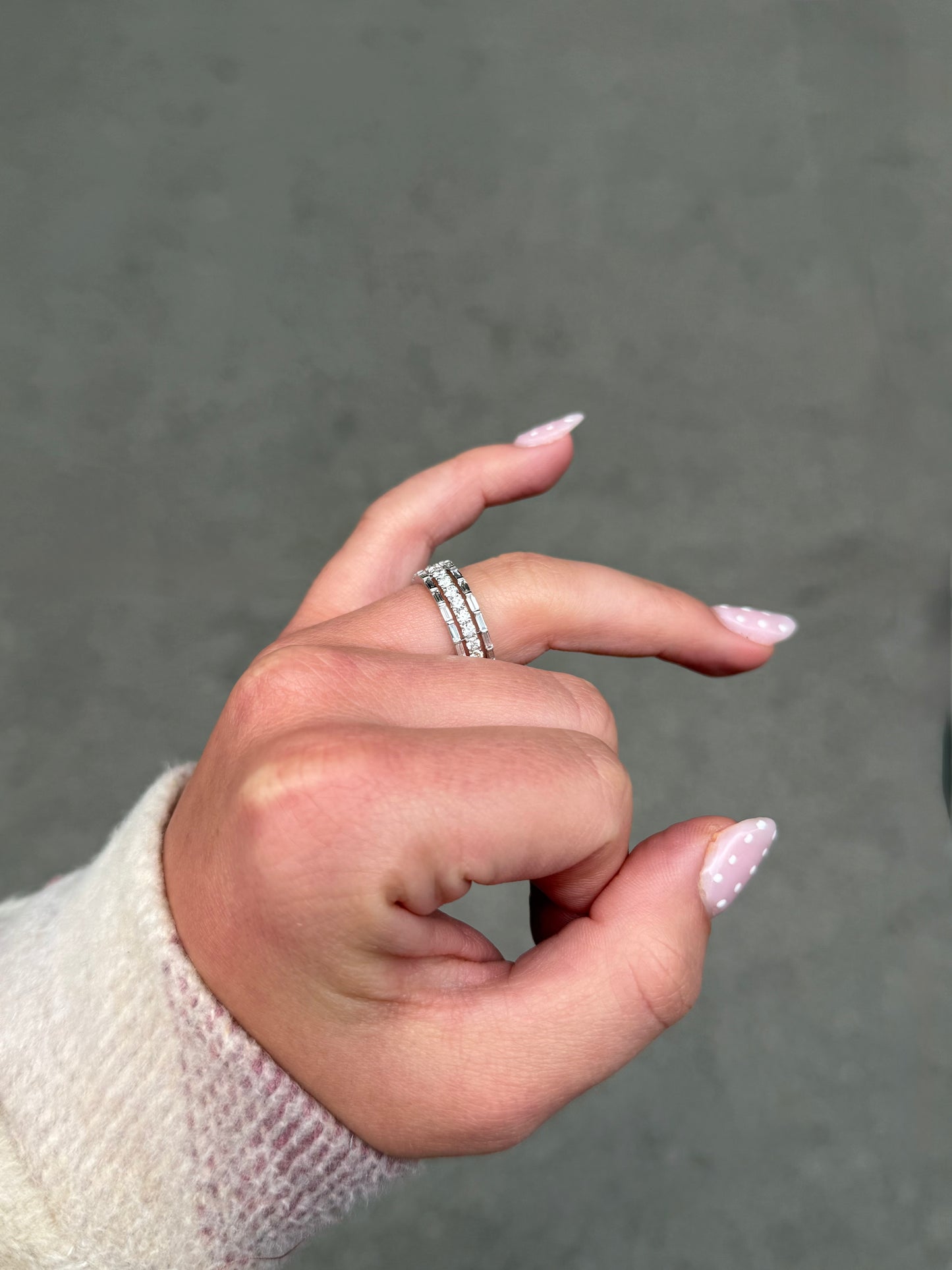 Ladies Multi-Row Baguette and Round Diamond Ring