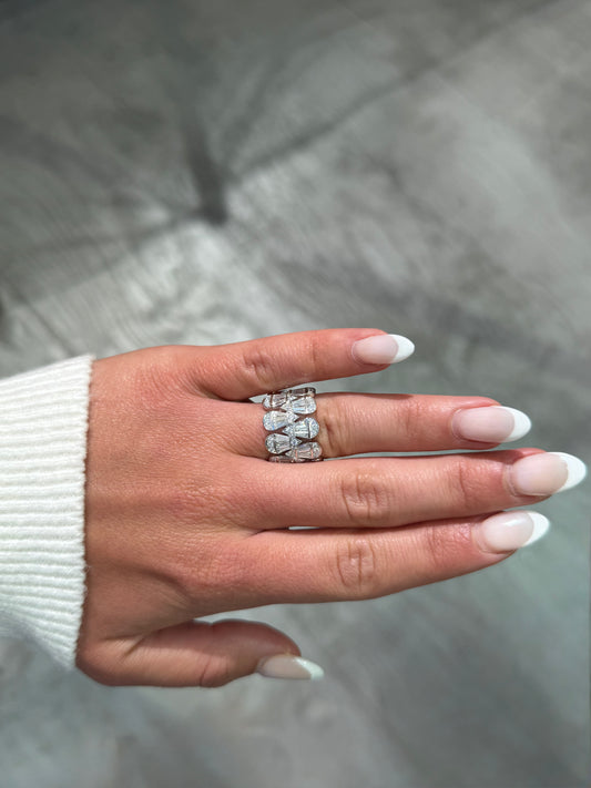 Ladies Wide Pear-Shape Cluster Ring