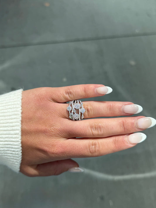 Ladies Multi-Row Diamond Cluster Ring
