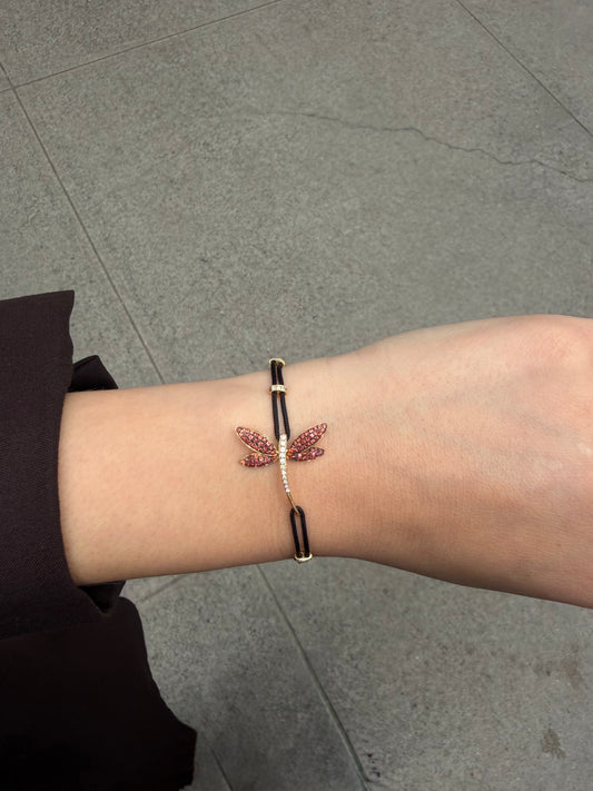 Ladies Threaded Slider Dragonfly Bracelet