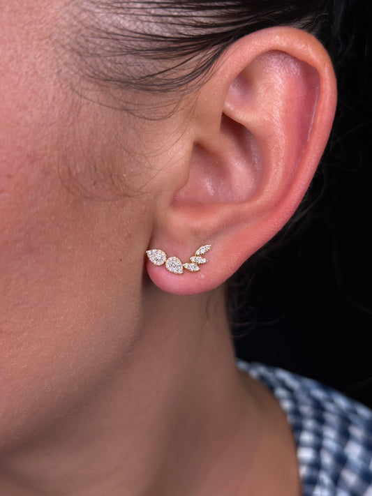 Ladies Pear Marquise Cluster Climber Earring