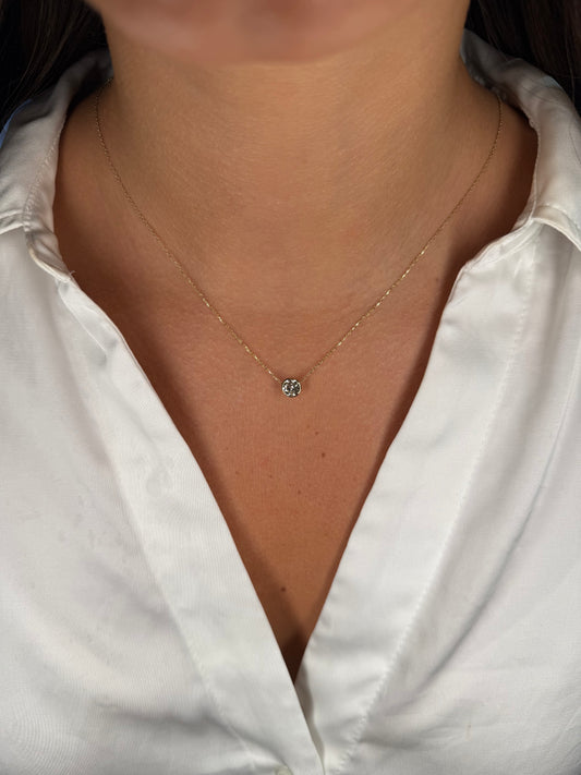 Ladies Bezel Set Round Cut Necklace